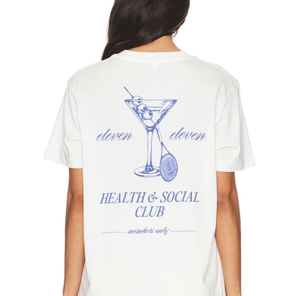 Eleven Eleven Health & Social Tee in Bone - Size XS